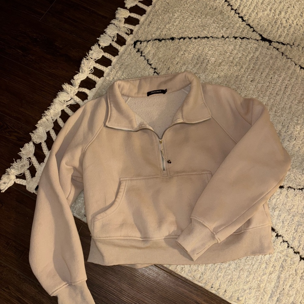 Beige Quarter-Zip Pullover